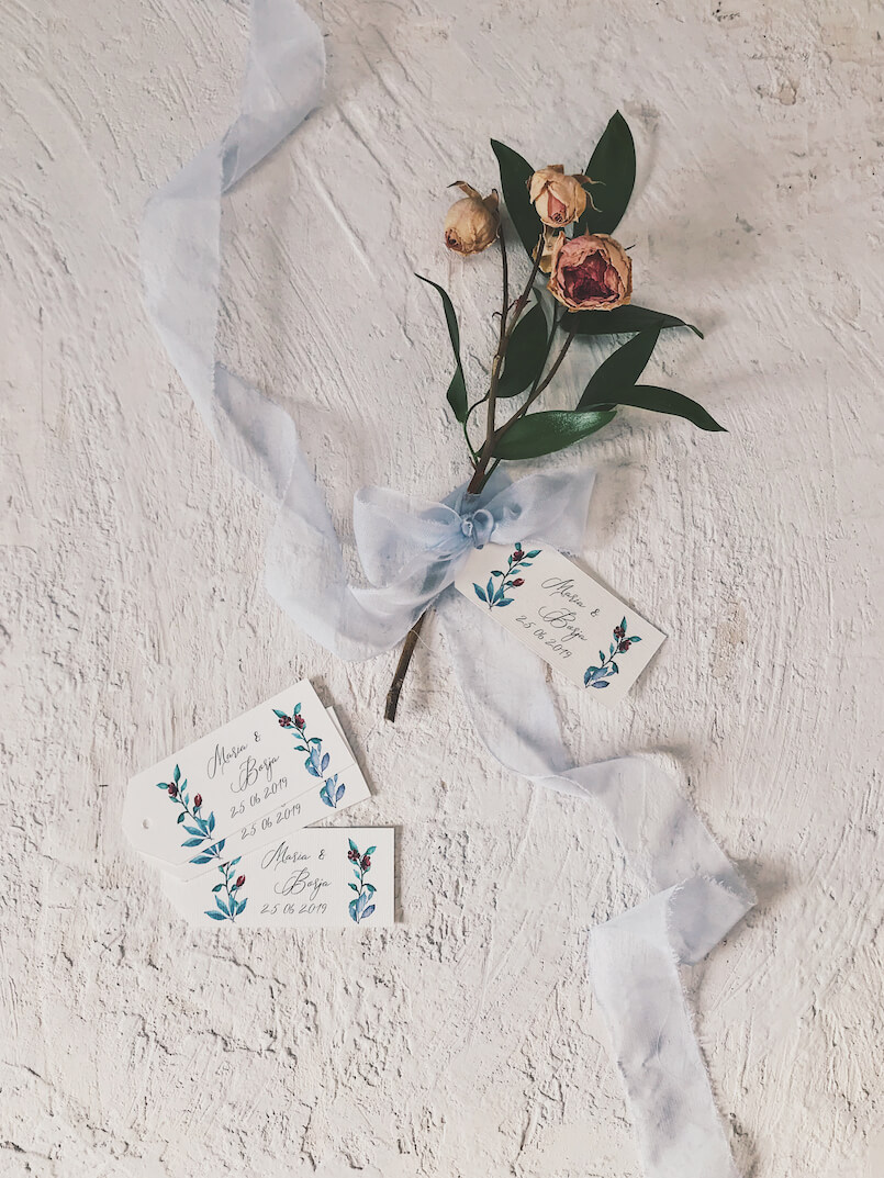 Etiquetas de boda ramo de flores Marmarina